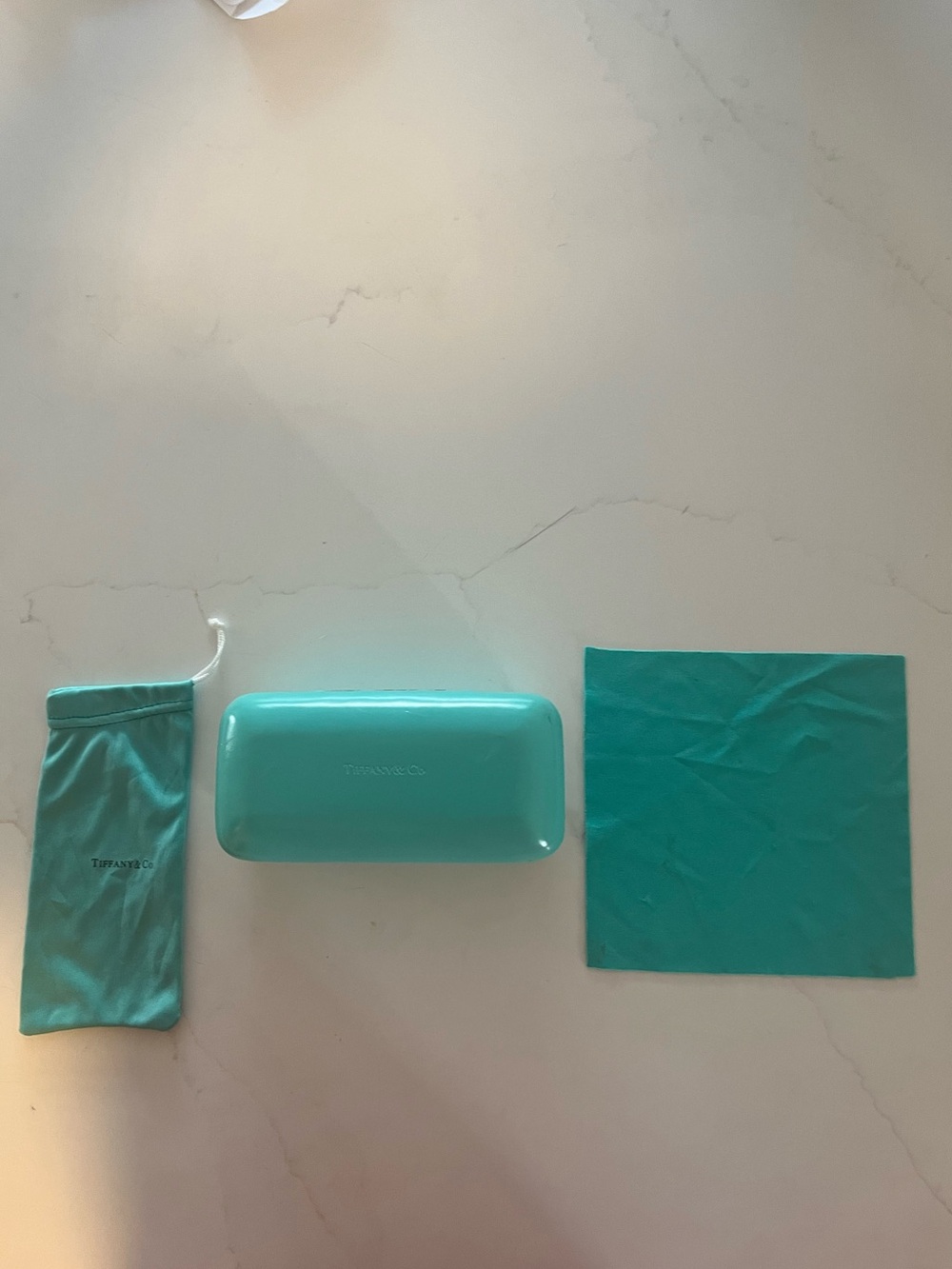 Tiffany & Co. Signature Robin's Egg Blue Sunglass Hard Case with Pouch and Cloth